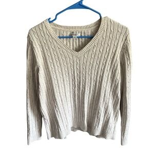 Croft And Barrow Cable Knot Sweater Cream Fleck -Large